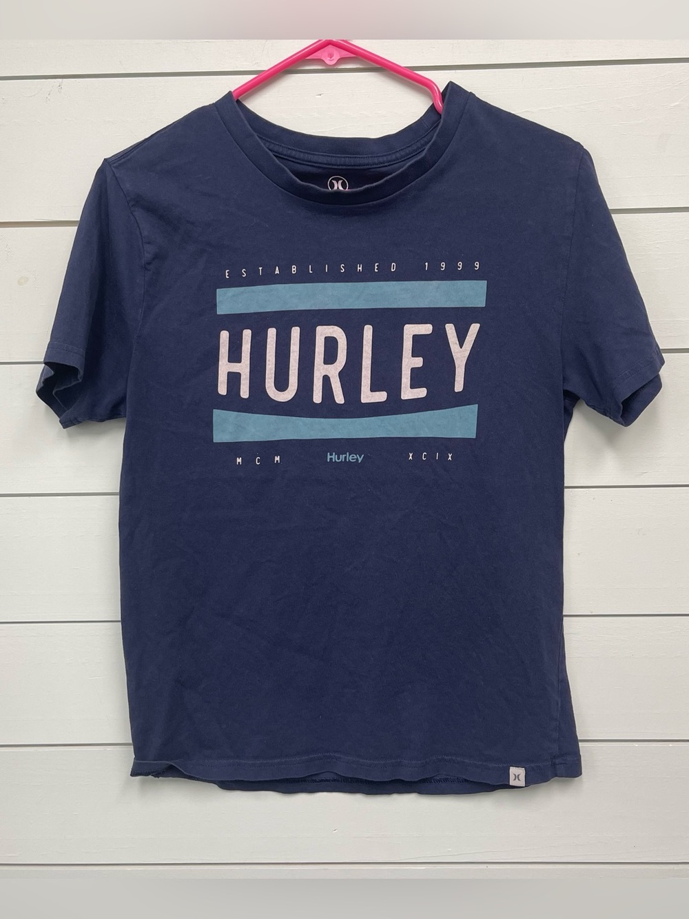 Hurley short sleeve navy blue tee shirt men's size small